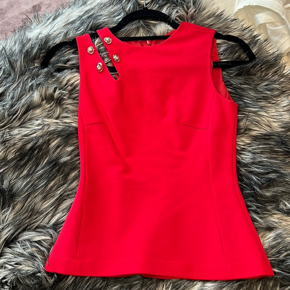 Versace red top- mint!!! So perfect with leather pants, leggings snd more!